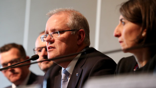 Scott Morrison with state and territory leaders at COAG on Wednesday.