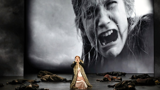 Natalie Aroyan on stage in Opera Australia's production of Attila. It was the last performance before the shutdown.