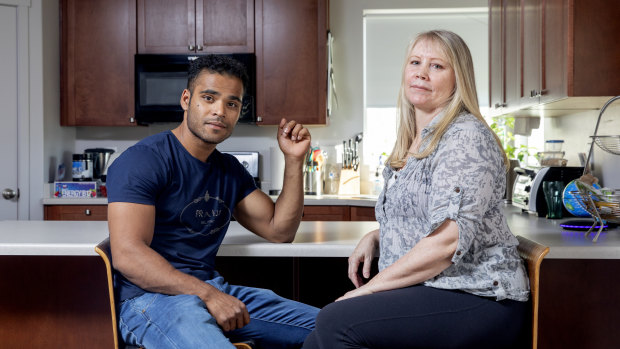 Through Ads-Up, Australian expat Maree de Marco, right, is helping refugees like Mohammad Noor resettle in the US.