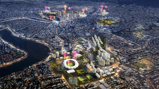 An artist’s impression of Brisbane’s proposed 2032 Olympic Games venues.