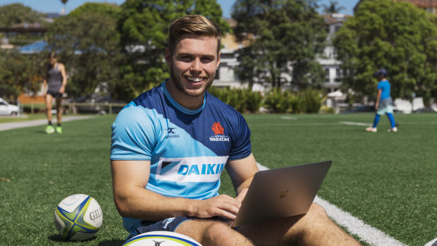 Waratahs playmaker Will Harrison has embraced the online sessions where he and teammates analyse rugby matches. 
