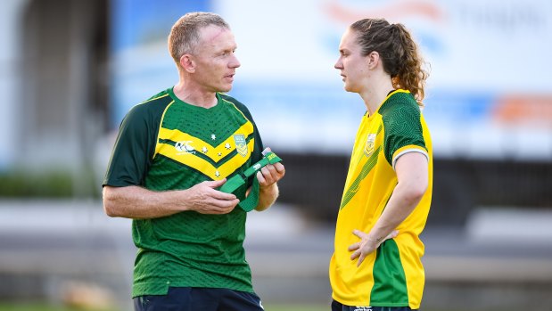 Jillaroos coach Brad Donald, left.