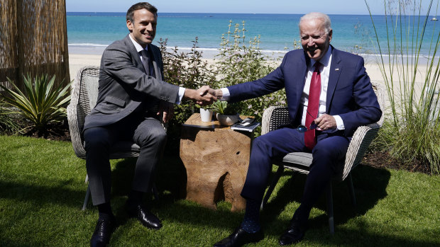 Emmanuel Macron was unaware that Joe Biden was planning the AUKUS pact when the pair met at the G7 in Cornwall.
