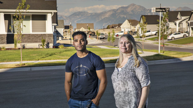 Maree de Marco and Mohammad Noor near her home in Salt Lake City.