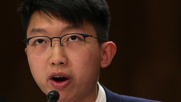 Sunny Cheung testifies during a hearing before the Congressional-Executive Commission on China in Washington. 