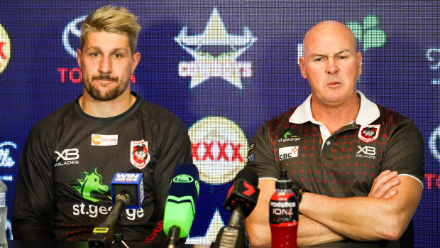 Going separate ways: Gareth Widdop and Paul McGregor at a press conference last season.