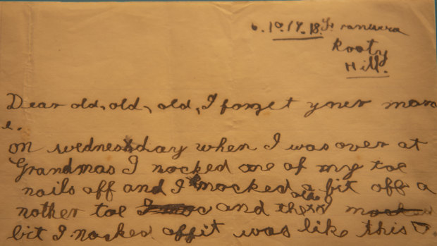 Six-year-old Frank Burrowes sent this letter to his dad at war. The writings  progressively got sillier, reflecting the family's separation.