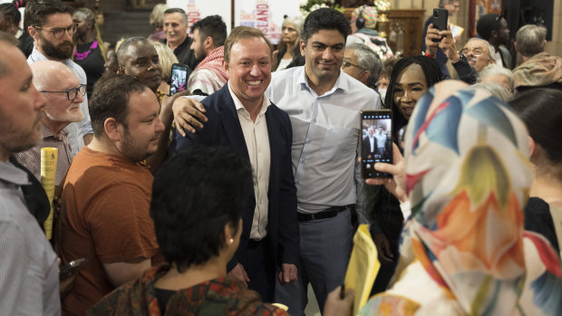 Miles with members of the Queensland Community Alliance.