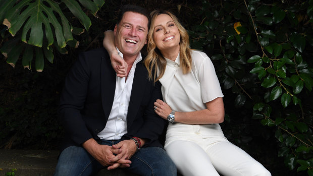 Karl Stefanovic and Allison Langdon, outside the Nine studios at Willoughby on Friday.