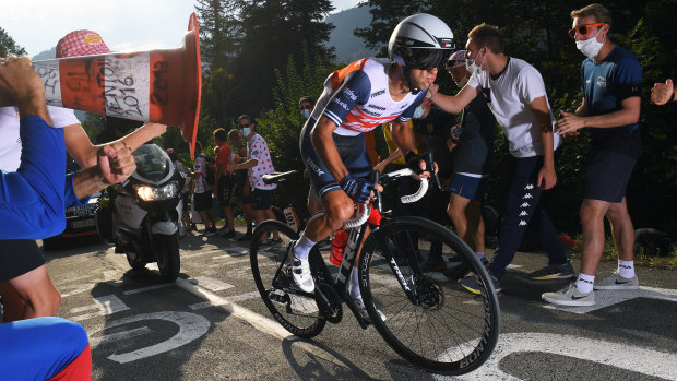 Storming home: Richie Porte of Team Trek Segafredo during the individual time trial on stage 20 of the 107th Tour de France.