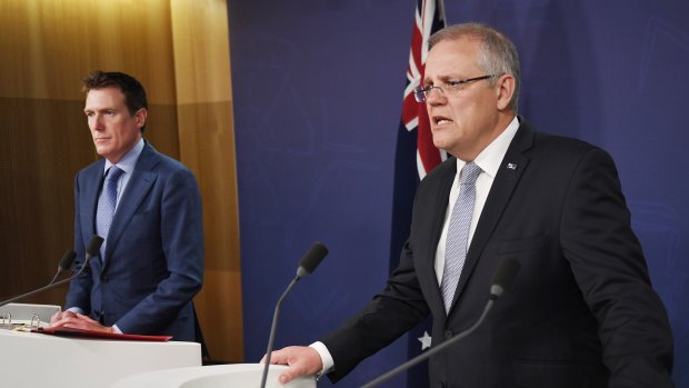 Prime Minister Scott Morrison and Attorney-General Christian Porter announce anti discrimination laws on Thursday.