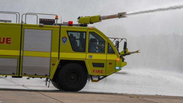 Firefighting training at Sydney Airport. 