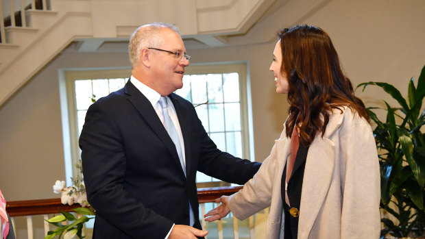 Lesson in humility: New Zealand Prime Minister Jacinda Ardern with Scott Morrison in Melbourne last week. 