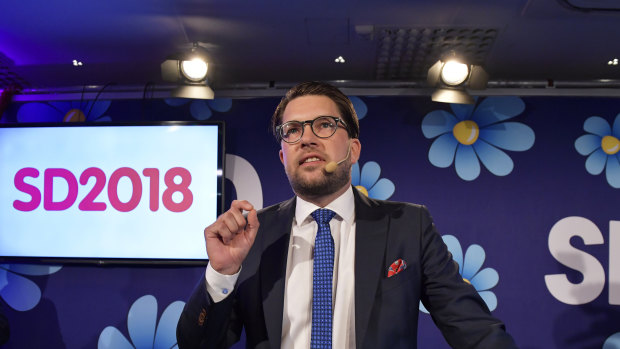 Sweden Democrats party leader Jimmie Åkesson. The party's rise has deprived the two traditional blocs of their majority.
