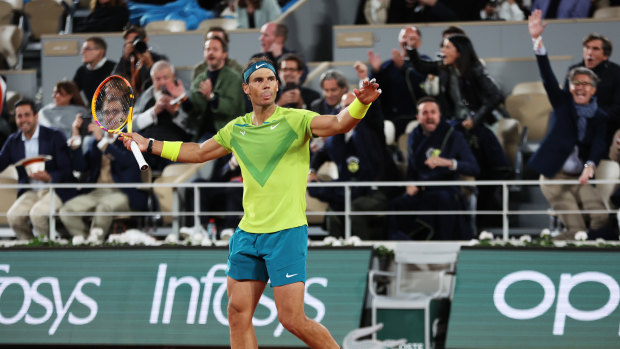 Nadal celebrates his quarter-final victory. 