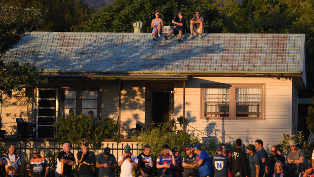 Country life: At a packed Scully Park in Tamworth, the best seats weren't even inside the ground.