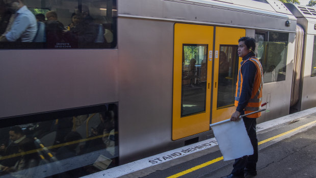 Station staff at Wollstonecraft station wear earplugs to help block the high noise levels. 