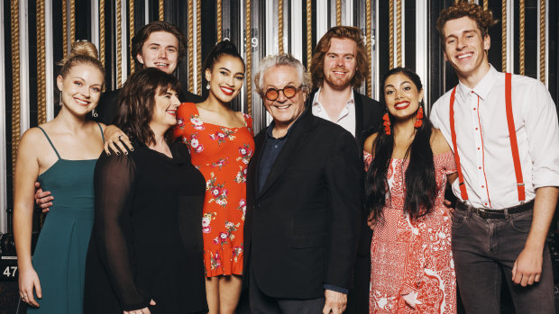 George Miller and NIDA director Kate Cherry after the filmmaker talked to students about his career this week. 