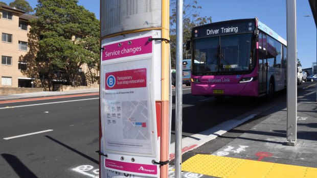 The pink buses will replace trains during the seven-month shutdown. 
