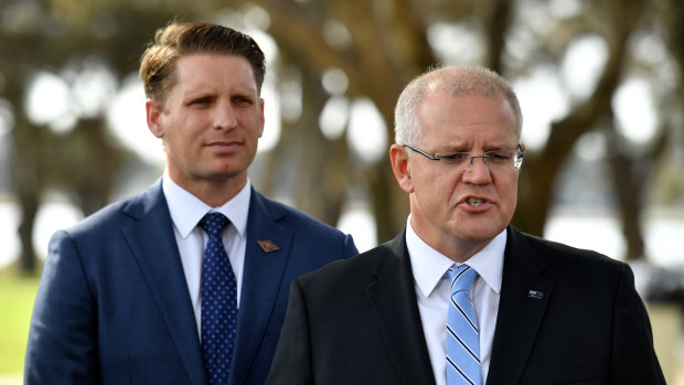 Prime Minister Scott Morrison and Liberal MP Andrew Hastie during the campaign.