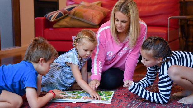 Georgie Spring's new-look work days revolve around breaks with her children Alex, 6, Florence, 4 and Sophie, 9.