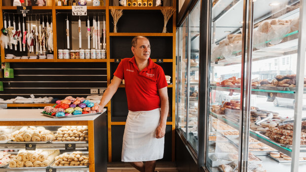 Arthur Efthymiou, owner of Trianon Cake Shop in Earlwood, trades in the old Canterbury City Council area, where business rates could go up by 62 per cent. 