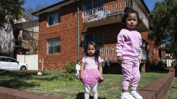 Saira Gurung (left) playing with her cousin Sharon Shrestha in Campsie.