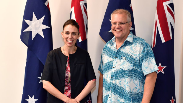 New Zealand's PM Jacinda Ardern meets with Australia's PM Scott Morrison. 