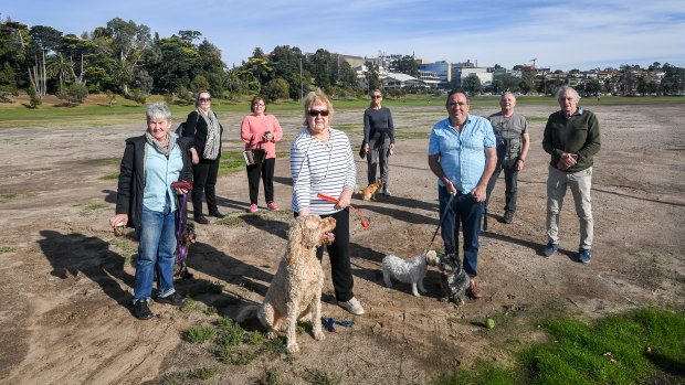 Footscray residents, including former mayor Sara Coward (centre) and Steve Wilson (far right), are sceptical of development plans they say aren't beneficial to the wider community.