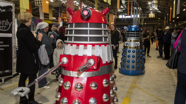 Daleks invade the Science in ACTion event at the Old Bus Depot Markets. 