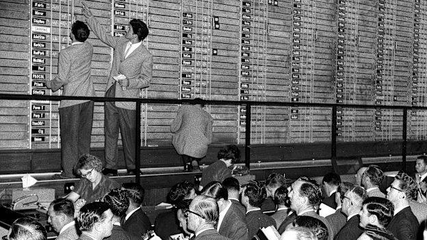 A "chalkie" on the floor of the Australian Securities Exchange. 
