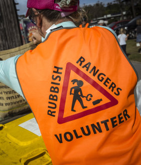 Look out for them: One of the Rubbish Ranger volunteers’ high-vis vests.