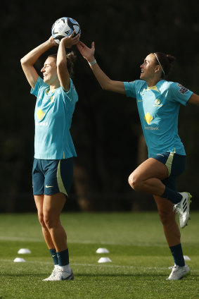 Catley and Foord joking around at training just before the World Cup.