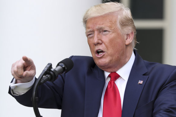 Donald Trump speaks at an event for seniors with diabetes at the White House in 2020.