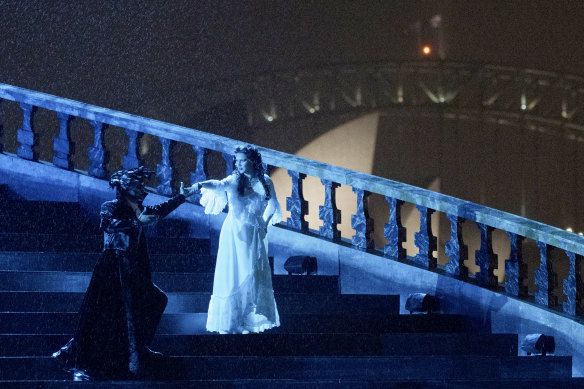 A scene from Phantom of the Opera on Sydney Harbour in March 2022.