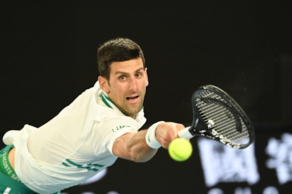 Novak Djokovic is all concentration against Daniil Medvedev. 