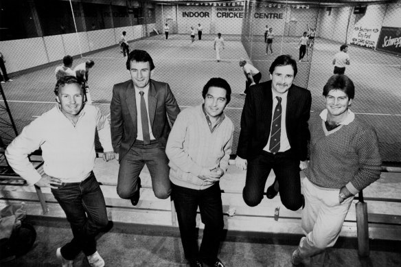 Part of the rebel team to tour South Africa: (from left) Rodney Hogg, Mick Taylor, Ali Bacher, Graham Yallop, and Rod McCurdy.