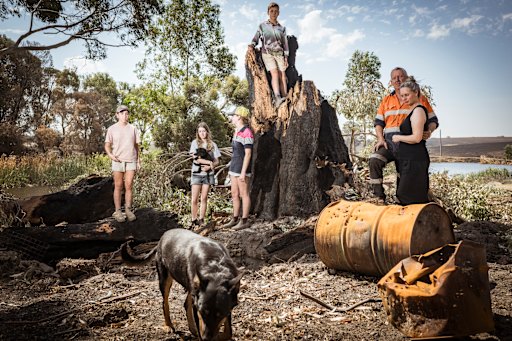 Grant and Suzanne Taresch with kids Isabella, Georgia, Heidi and Daniel at their property in Upton. 
