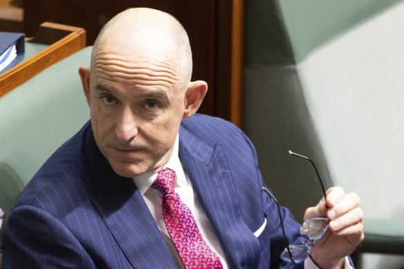 Shadow assistant treasurer Stuart Robert during a division in the House of Representatives on Thursday.