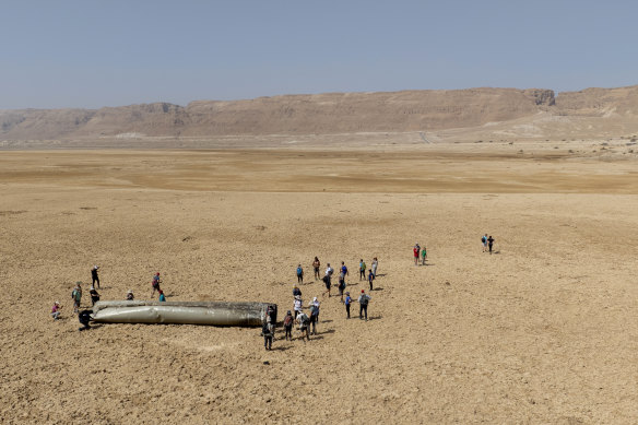 An intercepted ballistic missile that fell near the Dead Sea in Israel during Iran’s attack in April. 