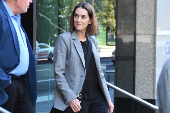 Julie Sibraa leaves ICAC on Wednesday after giving evidence about her time as Labor governance director.