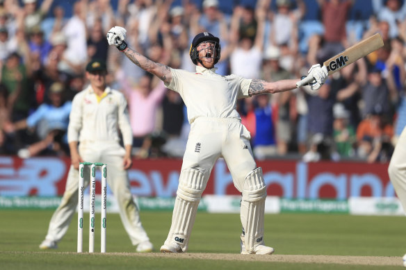 Ben Stokes celebrates England's stunning win.