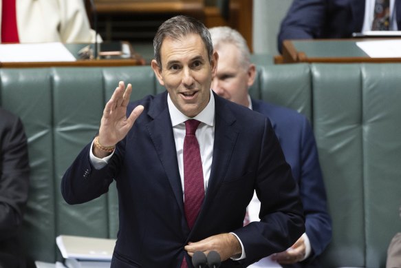 Treasurer Jim Chalmers during question time yesterday.