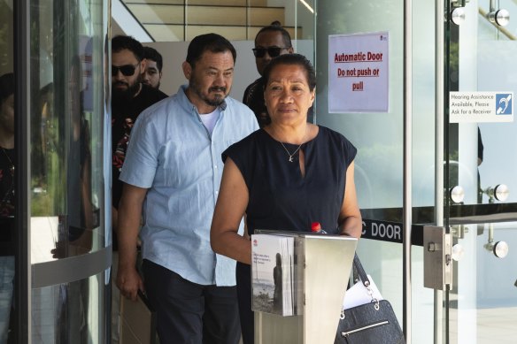 Keith Titmuss’ mother Lafo and father Paul leave the NSW Coroners Court on the final day of evidence.