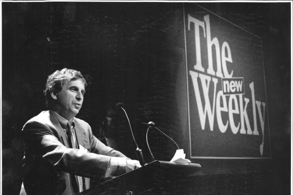 Richard Walsh unveiling plans for The New Weekly magazine in August 1993.