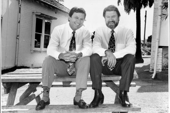 TV Hosts Ray Martin and Derryn Hinch at Channel 9 in 1994.