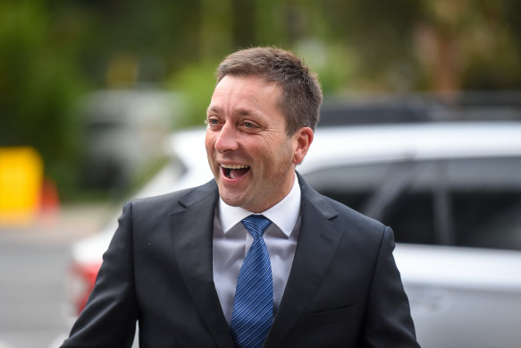 Former leader Matthew Guy arriving at Parliament on Tuesday, the day after his team dissuaded colleagues from the spill.