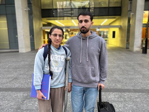 Malak Omari and Sam I’Lache outside court on Tuesday.