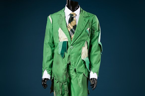 Exaggerated suit, 1977. “Tim’s green suit was shredded like he’d survived an explosion,” says Crombie. 