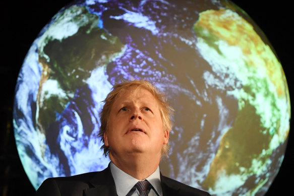 UK Prime minister Boris Johnson at the launch of the UK-hosted COP26 UN Climate Summit, being held in partnership with Italy in Glasgow in November.